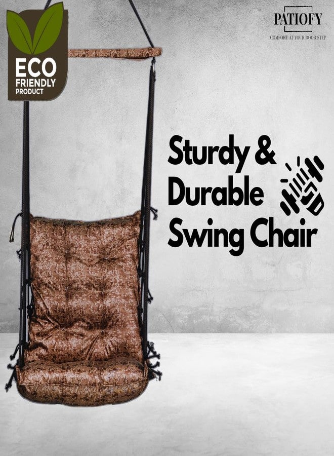 Patiofy Hammock Swing | Hanging Swing for Kids | Jhula | Suitable for Indoor and Outdoor | Weight Capacity 10-15 Kg | Portable | Age Group 8-15 Years (BrownTexture) - Image 2